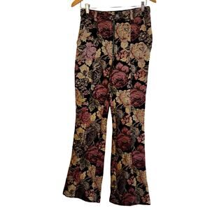 Size M – Vintage-Inspired Floral Brocade Flare Pants